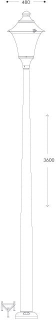 Remo 400 Akille 3000 50W E27 HighPower LED 4000K Assembled, Modern Post Lantern, Black/Clear