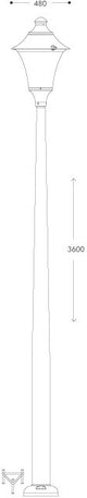 Remo 400 Akille 3000 50W E27 HighPower LED 4000K Assembled, Modern Post Lantern, Black/Clear