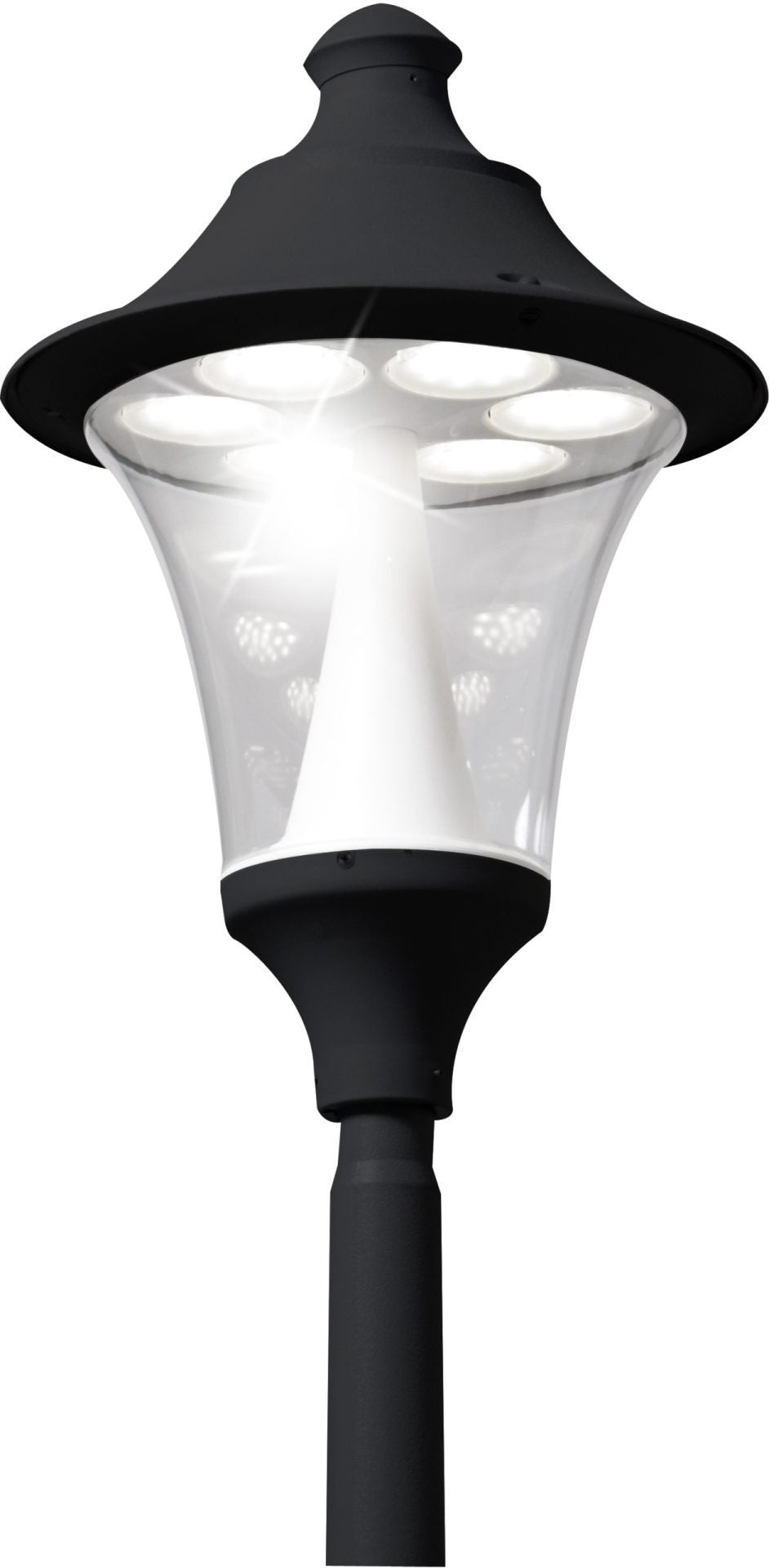 Remo 400 New Lot 50W E27 HighPower LED 4000K Assembled, Modern Pedestal Lantern, Black/Clear