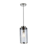 Reno Polished Nickel Pendant Light with Smoke Glass Shade