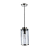 Reno Polished Nickel Pendant Light with Smoke Glass Shade
