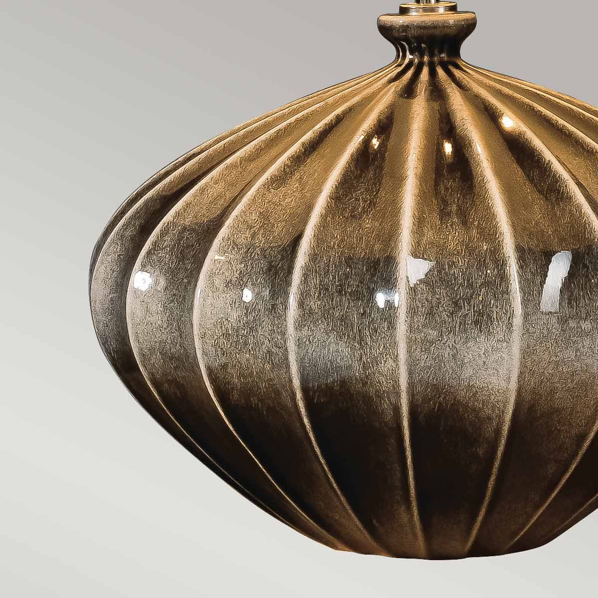 Elegant Ribbed Porcelain Pumpkin Lamp with Cream Empire Shade