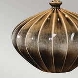 Elegant Ribbed Porcelain Pumpkin Lamp with Cream Empire Shade