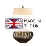Elegant Ribbed Porcelain Pumpkin Lamp with Cream Empire Shade