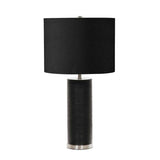 Ripple Black Porcelain Table Lamp with Polished Nickel Accents