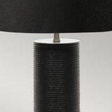 Ripple Black Porcelain Table Lamp with Polished Nickel Accents