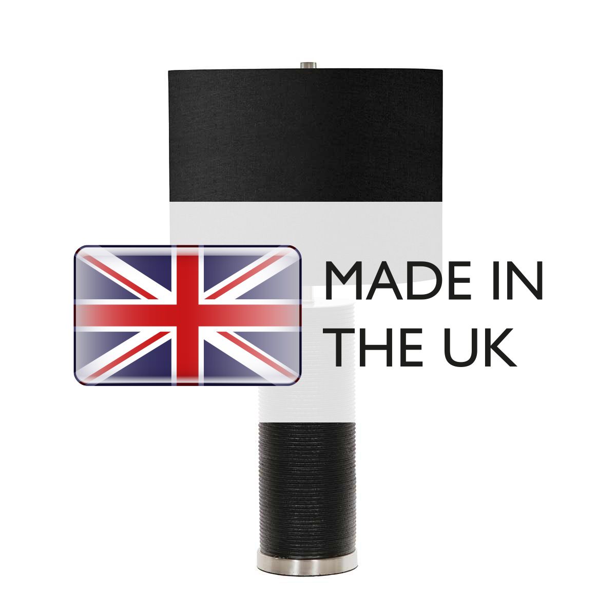 Ripple Black Porcelain Table Lamp with Polished Nickel Accents