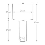 Ripple Black Porcelain Table Lamp with Polished Nickel Accents