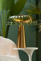 Elegant Green and Gold Double Bulb Glass Table Lamp, 50x51 cm