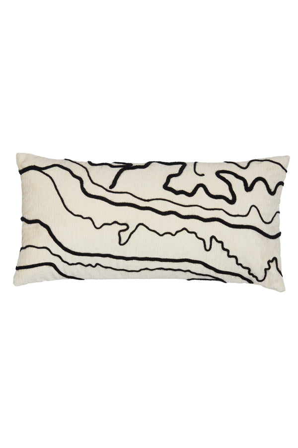Decorative Beige and Black Rectangular Cushion