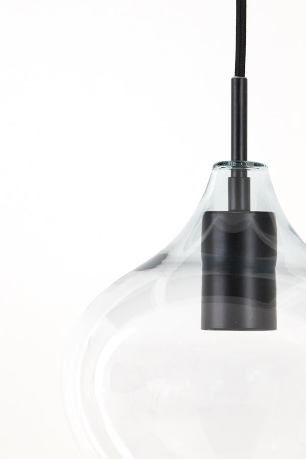 Elegant 5-Light Chandelier Ø61x66 cm Rakel - Matte Black & Clear Glass