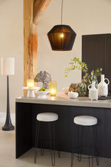 Elegant Black Matte Wooden Floor Lamp 25x135 cm