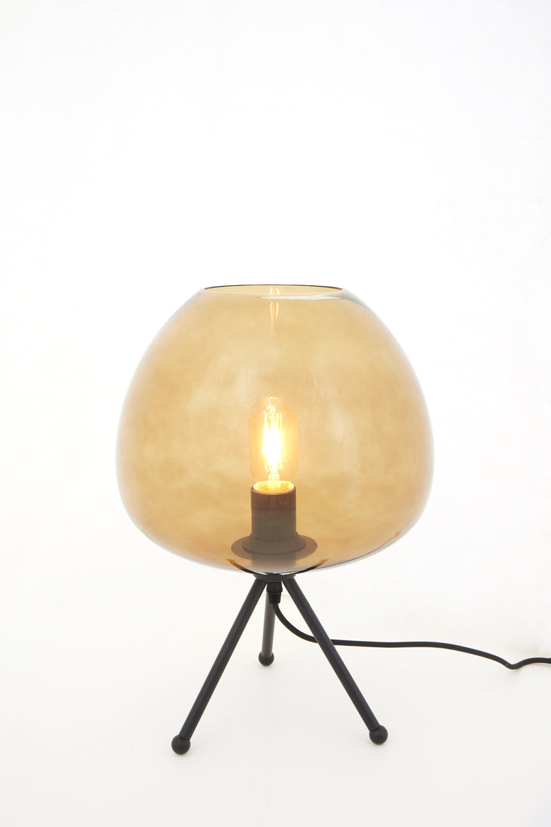Elegant Mayson Glass Table Lamp in Warm Amber Hue and Matte Black Finish