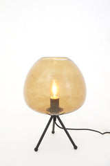 Elegant Mayson Glass Table Lamp in Warm Amber Hue and Matte Black Finish