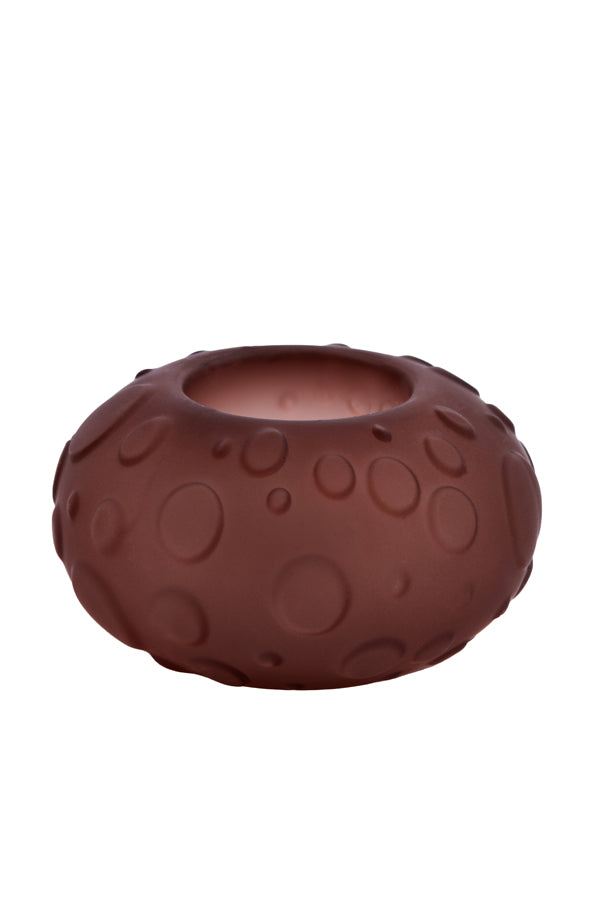 Matte Dark Brown Glass Tealight Holder Ø10x6 cm - Finley Collection