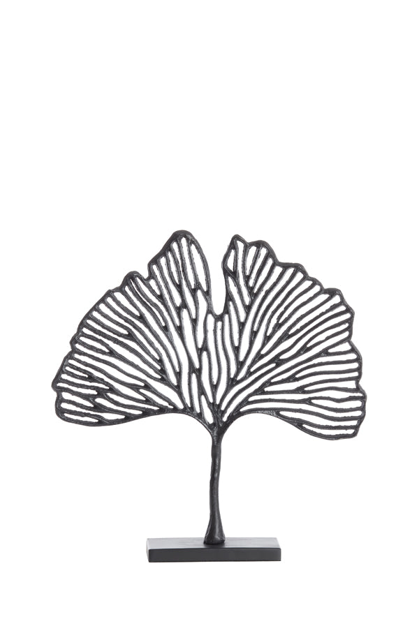 Black Leaf Sculpture on Base - 36x6x39 cm