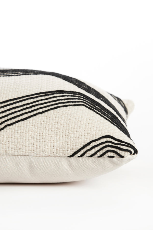 Elegant Mackey Beige and Black Lumbar Cushion 60x30 cm