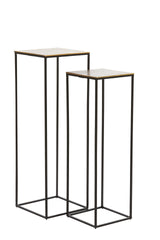 Antique Bronze and Black Pillar Set - 25x25x80 & 30x30x90.5 cm