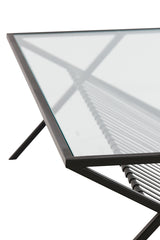 Sleek Ezra Glass Coffee Table - 110x70x40 cm in Clear and Matte Black