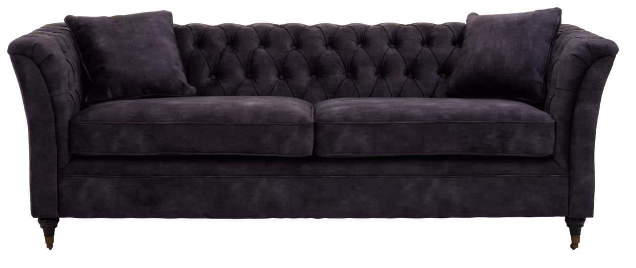 Sabrina Three Seat Grey Velvet Sofa