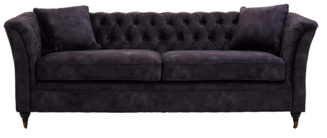 Sabrina Three Seat Grey Velvet Sofa