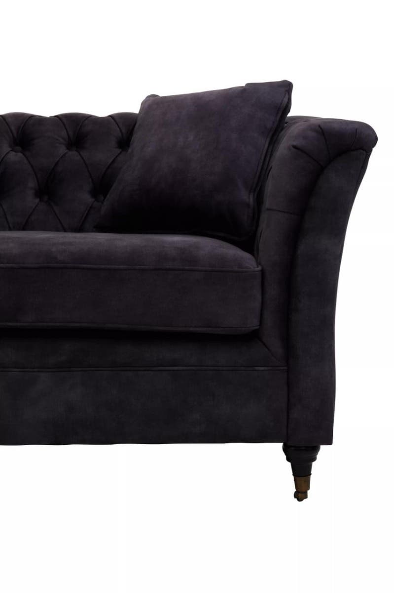 Sabrina Three Seat Grey Velvet Sofa