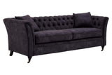Sabrina Three Seat Grey Velvet Sofa