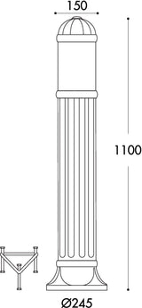 Sauro 1100 11W E27 LED CCT, Bollard, Black/Clear/Alum Louvre
