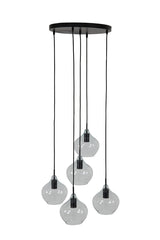 Elegant 5-Light Chandelier Ø61x66 cm Rakel - Matte Black & Clear Glass
