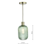 Sawyer Easy Fit Pendant Green Ribbed Glass