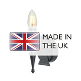 Saxon Single Candle-Style Wall Light in Black Wrought Iron