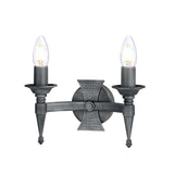Saxon Dual Candle-Style Black/Silver Wall Sconce