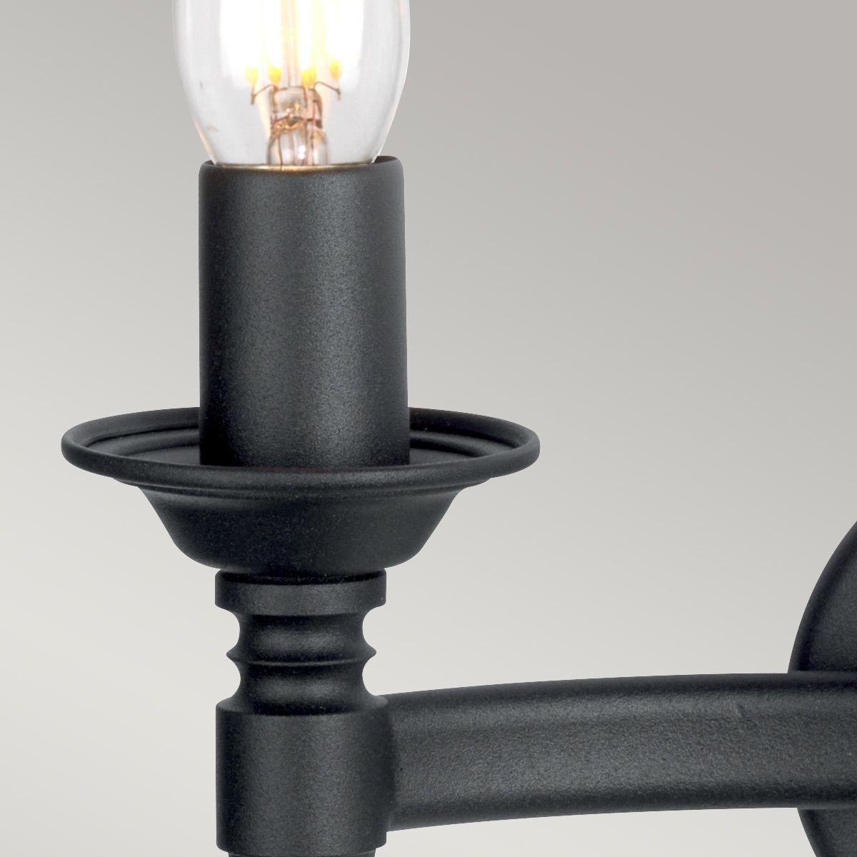 Saxon Double Wall Sconce in Black Wrought Iron