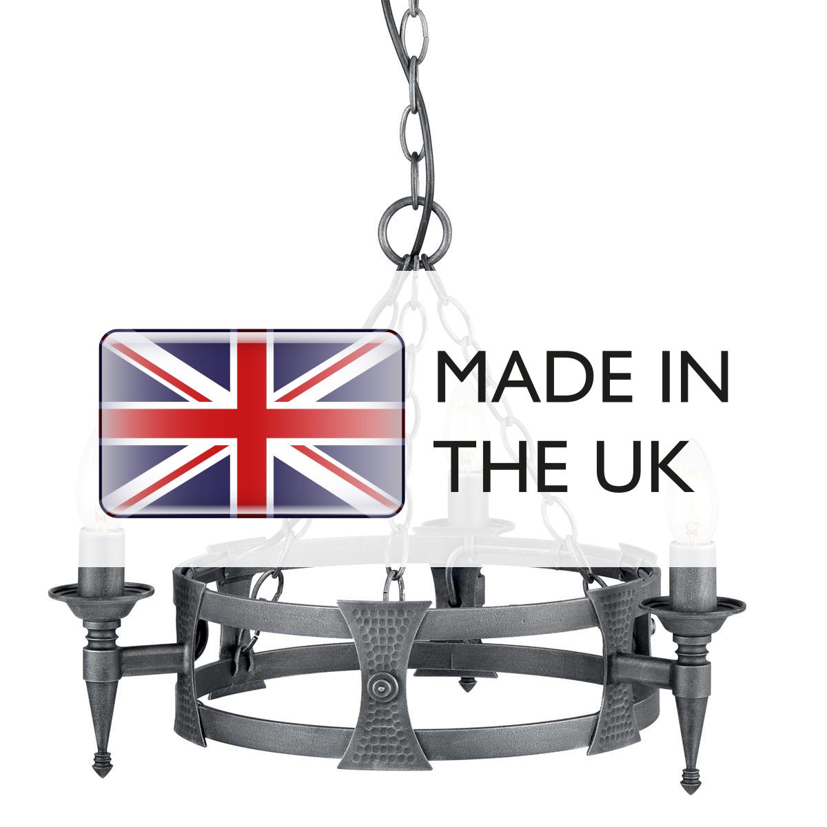 Black & Silver Saxon 3-Light Wrought Iron Elegance Chandelier