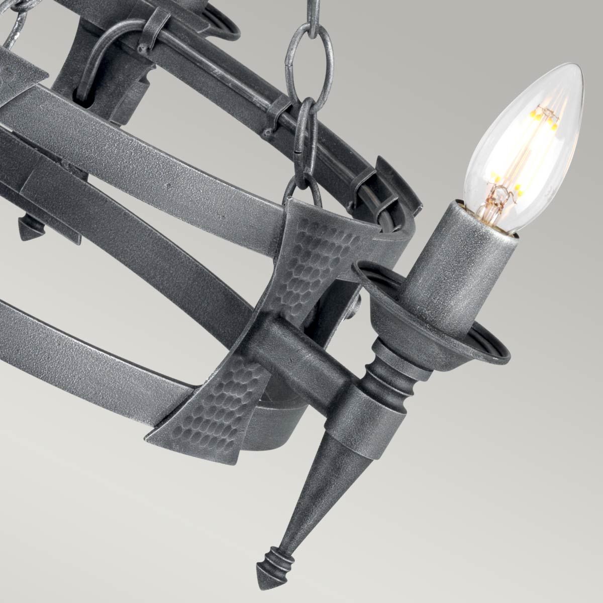 Black & Silver Saxon 3-Light Wrought Iron Elegance Chandelier