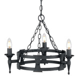 Medieval Elegance 3-Light Black Iron Chandelier