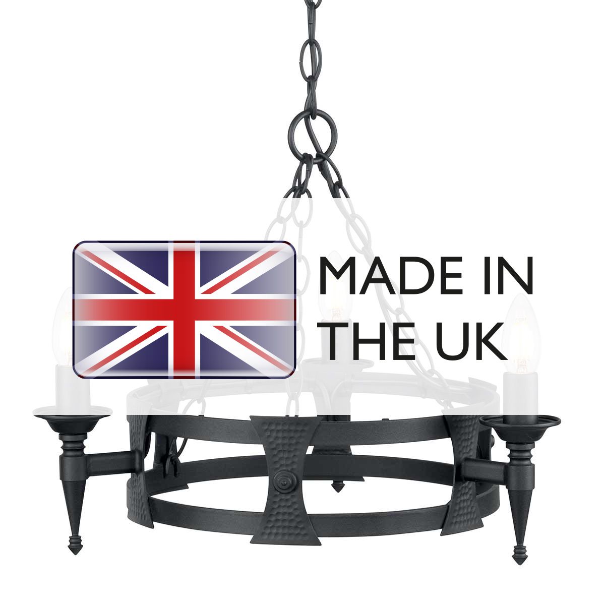 Medieval Elegance 3-Light Black Iron Chandelier