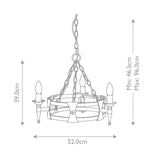 Medieval Elegance 3-Light Black Iron Chandelier