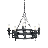 Saxon Wrought Iron Medieval Style Black Chandelier