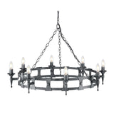 Elegance in Iron: Eight-Light Saxon Chandelier in Black and Silver