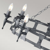 Elegance in Iron: Eight-Light Saxon Chandelier in Black and Silver