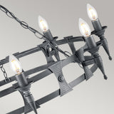 Elegance in Iron: Eight-Light Saxon Chandelier in Black and Silver