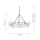 Elegance in Iron: Eight-Light Saxon Chandelier in Black and Silver