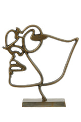 Antique Bronze Face Sculpture on Stand 34x8x35 cm