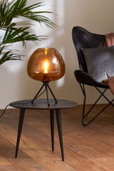 Elegant Mayson Glass Table Lamp in Warm Amber Hue and Matte Black Finish