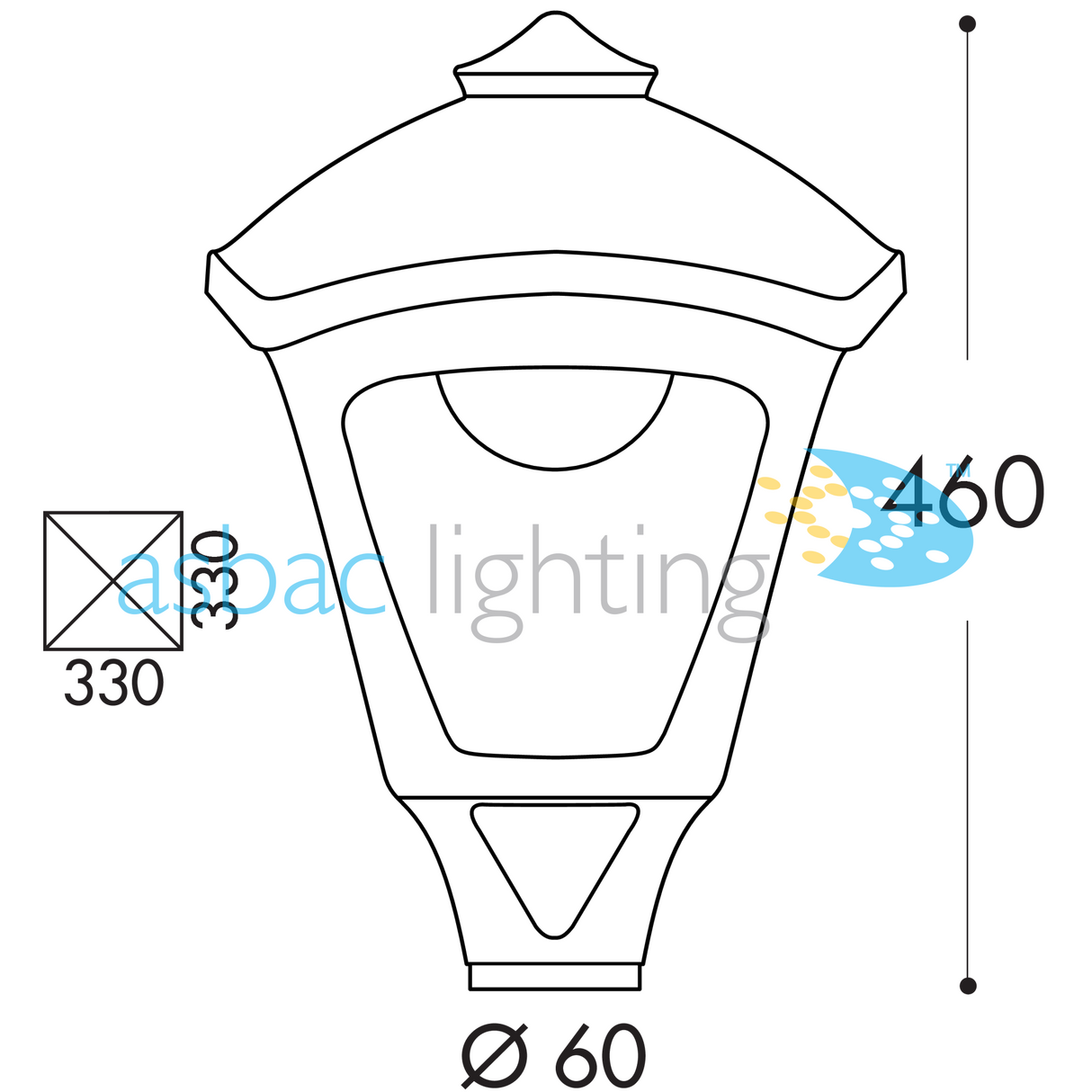 Sergio 15W E27 HighPower LED CCT, Modern Lantern Head, Black/Clear
