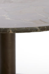 Elegant Dark Brown Marble Side Table - Ø48x53 cm