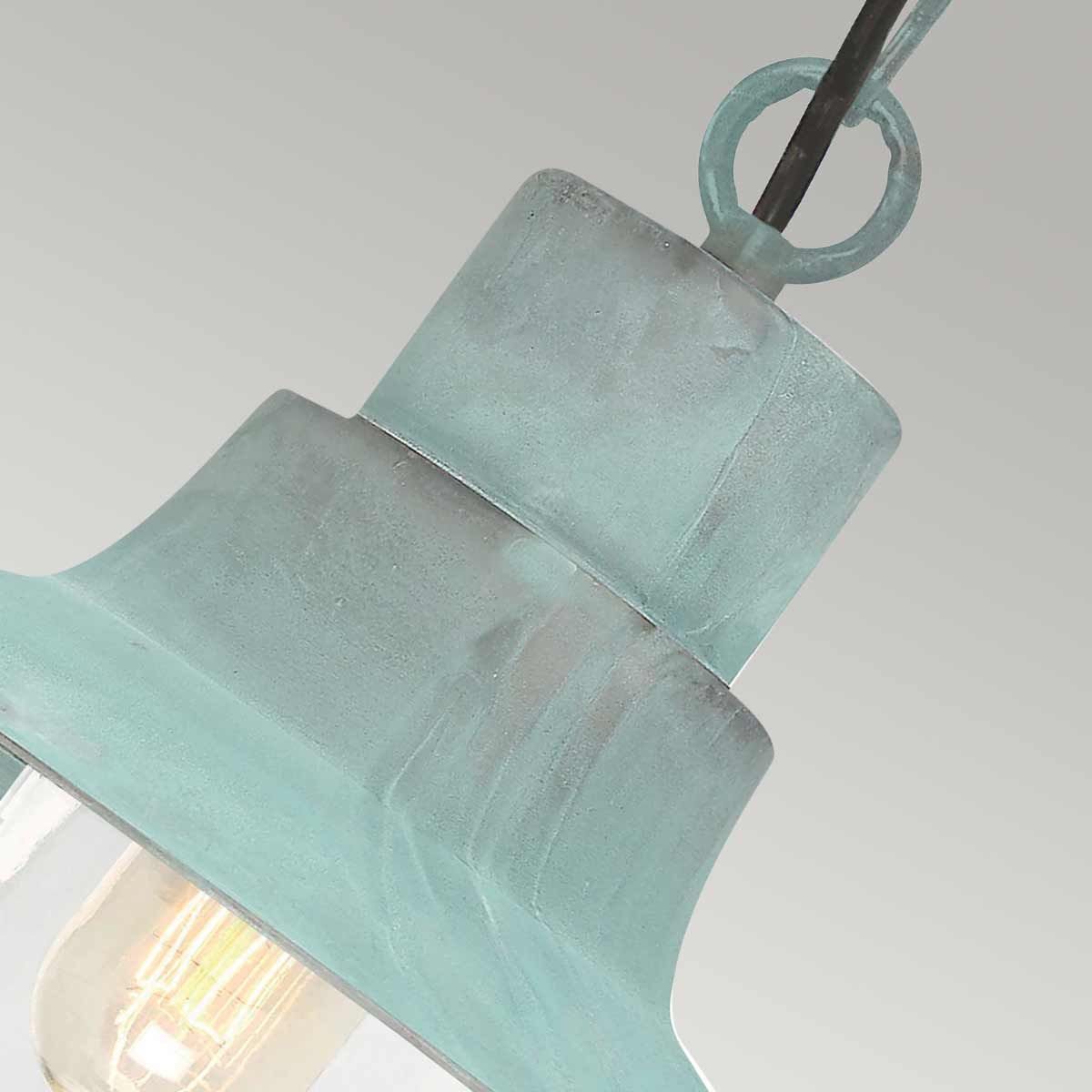 Sheldon Vintage Brass Chain Lantern with Verdigris Finish