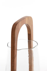 Title: Anosy Glass Hurricane Candle Holder with Wood Base (Ø21.5 x 35 cm)