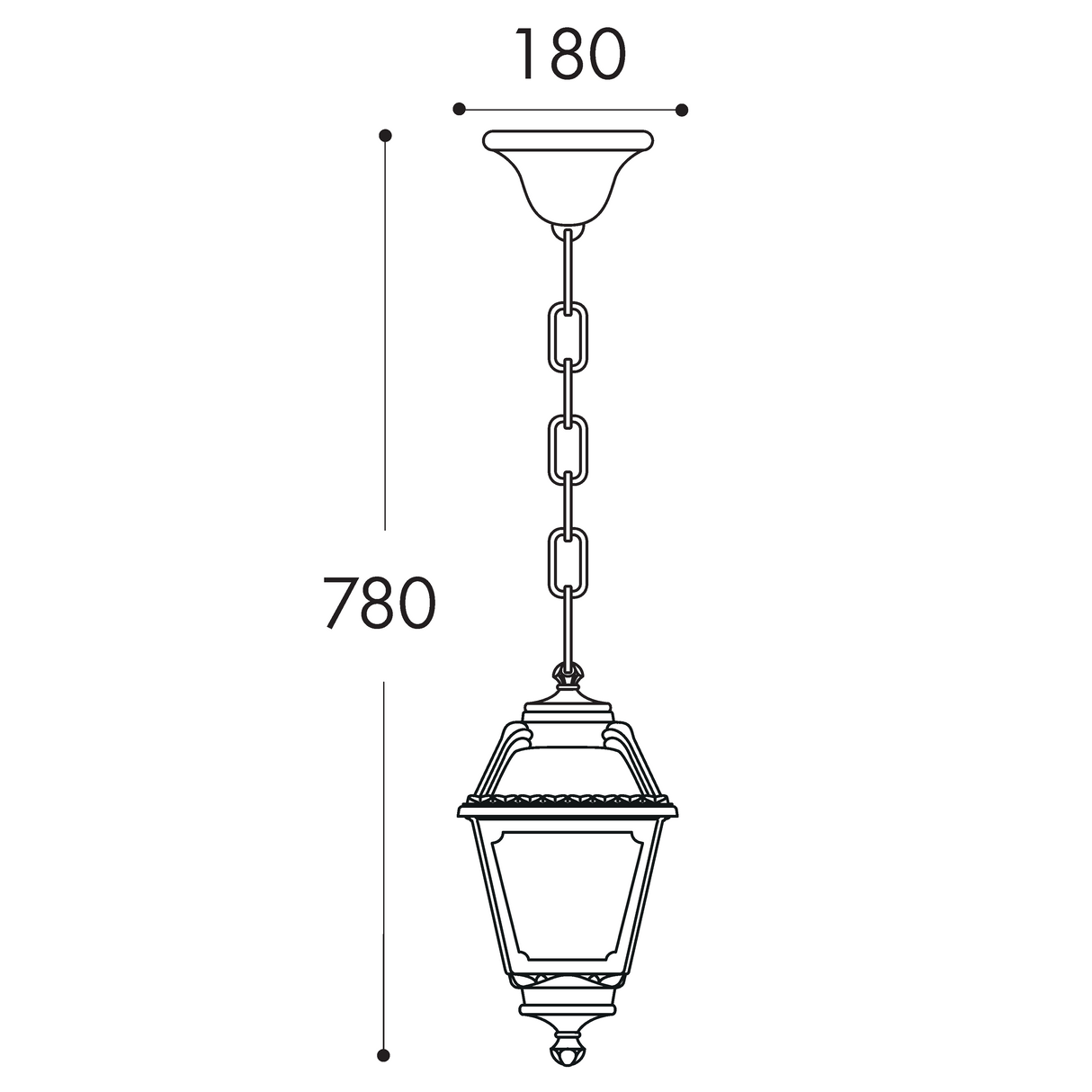 Mary Sichem E27 (No Lamp), Classic Chain Lantern, Black/Clear